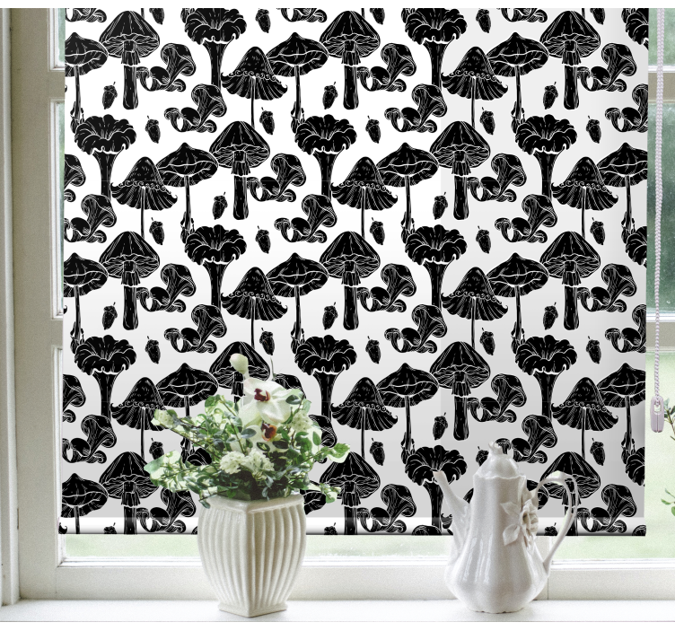 Mushroom Pattern flowers and plants roller blind - TenStickers