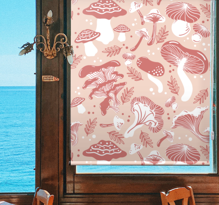 Mushroom variety pattern flowers and plants roller blind - TenStickers