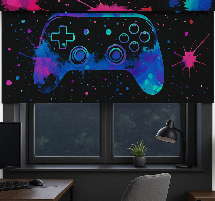 Neon splash paint controllers geek roller blind - TenStickers