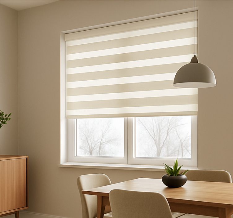 Off-white stripe dining room roller blind - TenStickers