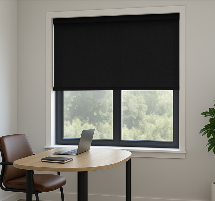 Office roller blind classic black roller blind - TenStickers