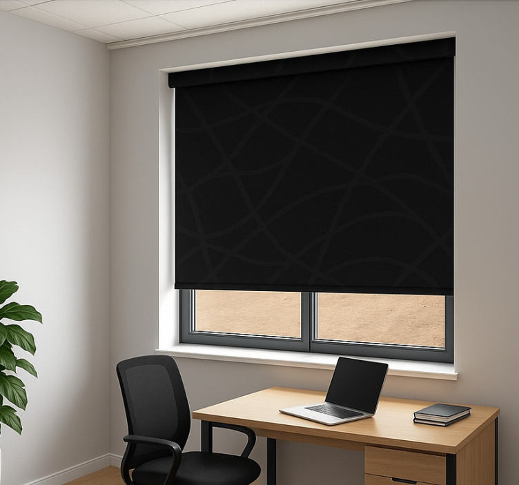 Office roller blind in calming black - TenStickers