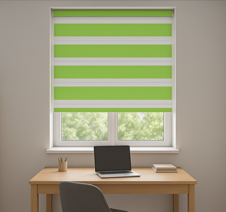 Office roller blind in green and grey stripes - TenStickers