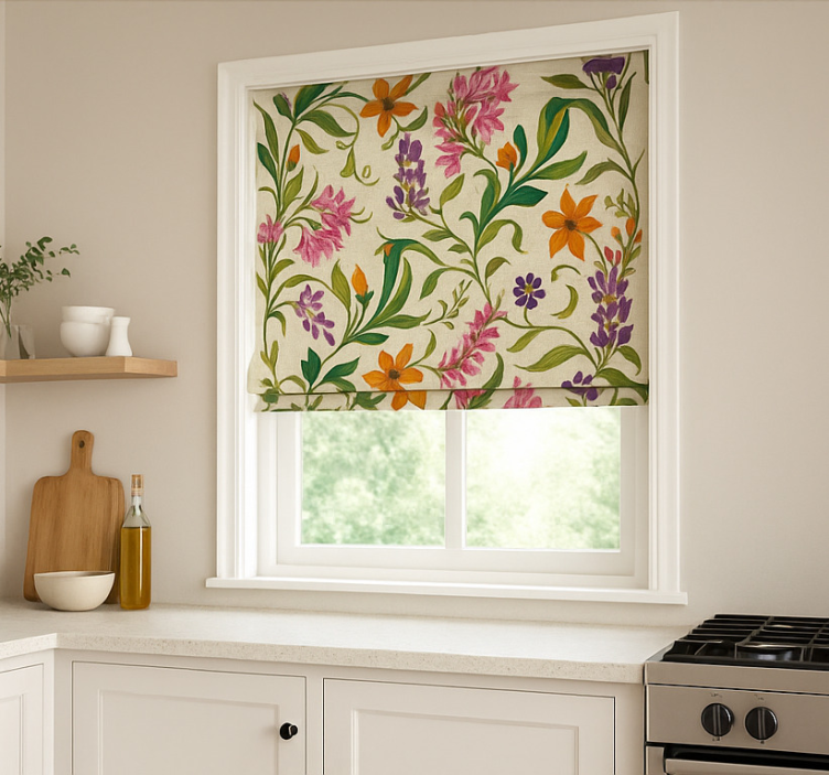 Ornate Floral Vines kitchen roller blind - TenStickers