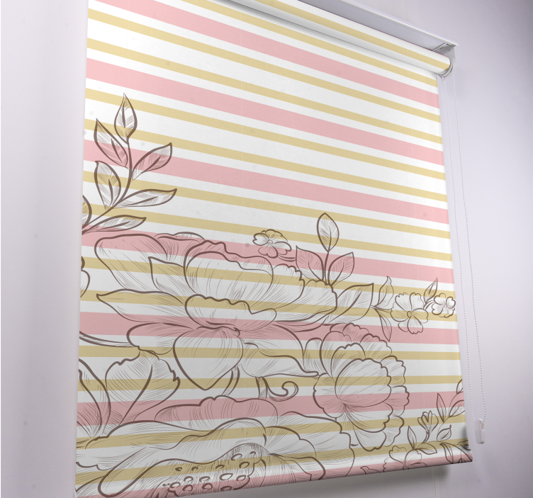 Pale Floral Stripes flowers and plants roller blind - TenStickers