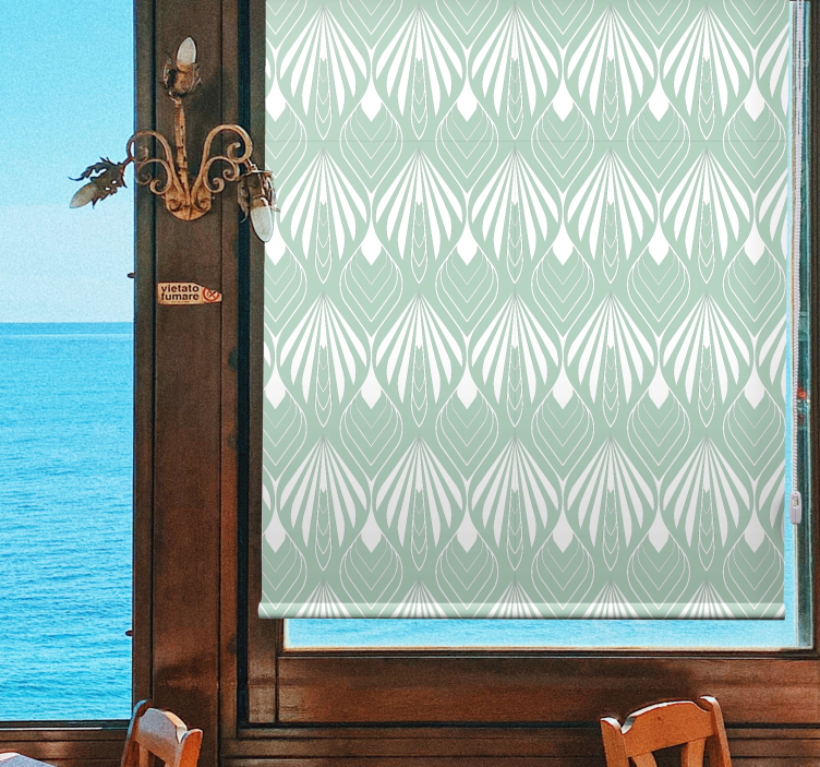 Pastel green leaves pattern Nordic blind - TenStickers
