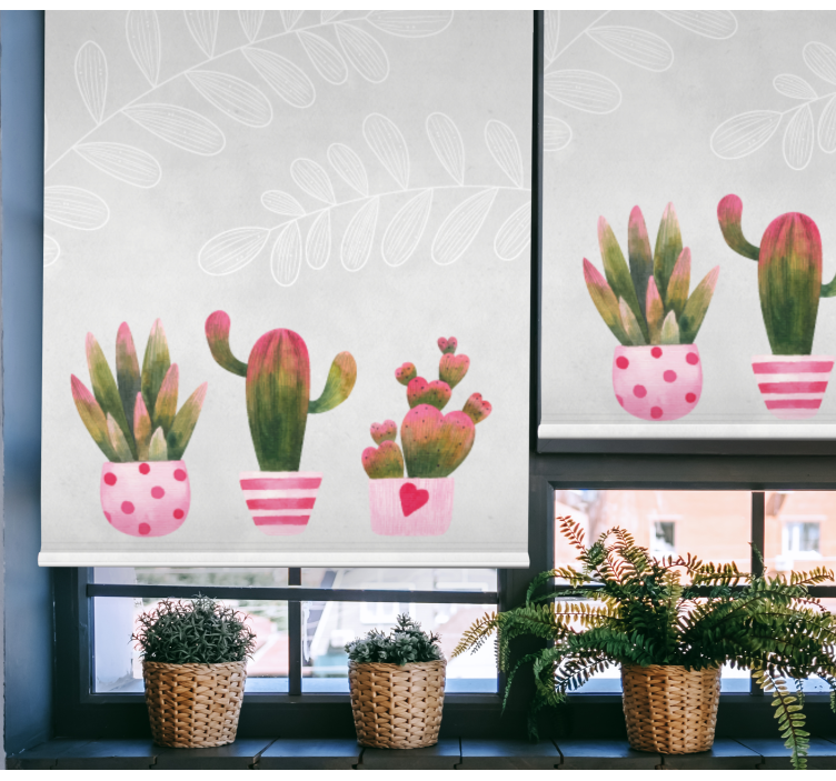 Pink and green cactus Master bedroom blind - TenStickers