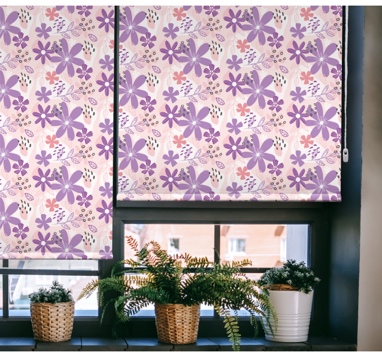 Pink and Purple floral design Teenage blind - TenStickers
