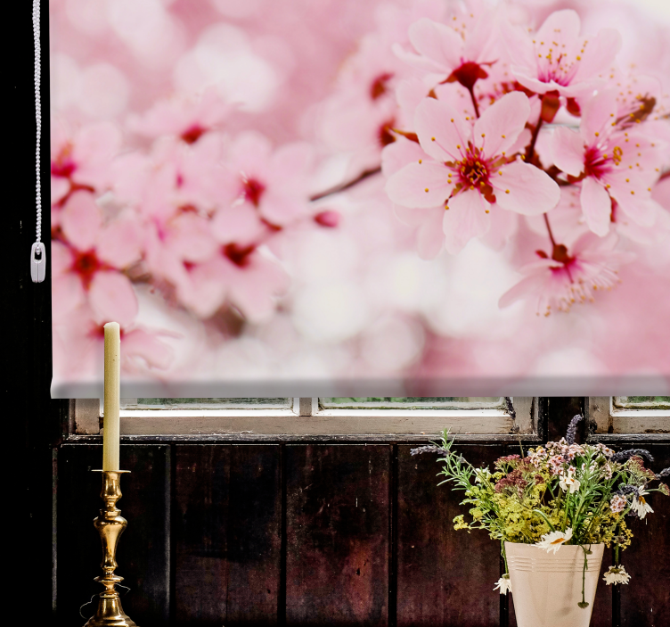 Pink bloom Photography art Flower blind - TenStickers