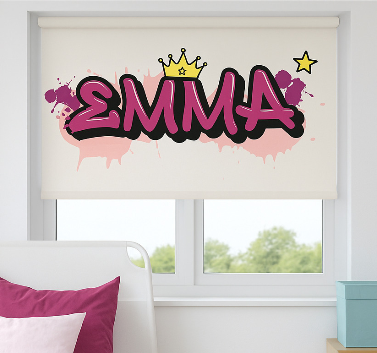 Pink custom graffiti children room roller blind - TenStickers