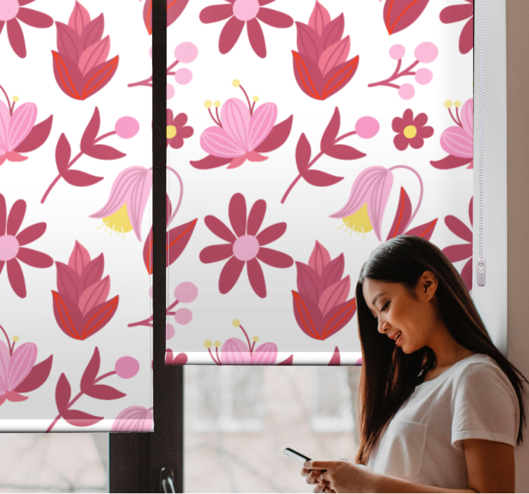 Polish pink Flower roller blind - TenStickers