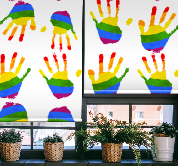Pride day concept hands flag roller blind - TenStickers