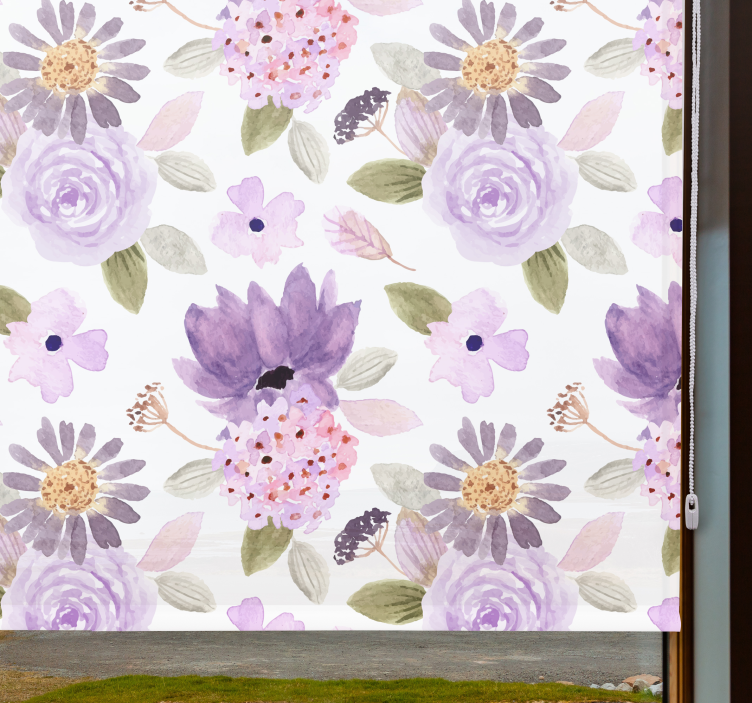 Purple flowers Original roller blind - TenStickers