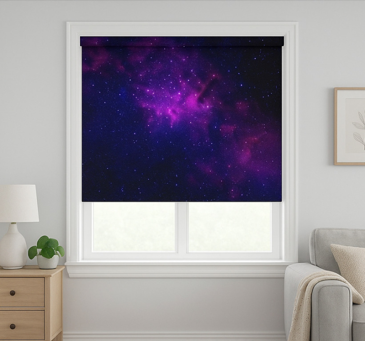purple galaxy star teenage bedroom roller blind - TenStickers