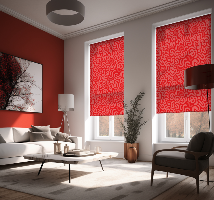 red abstract rounded lines Living room blind - TenStickers