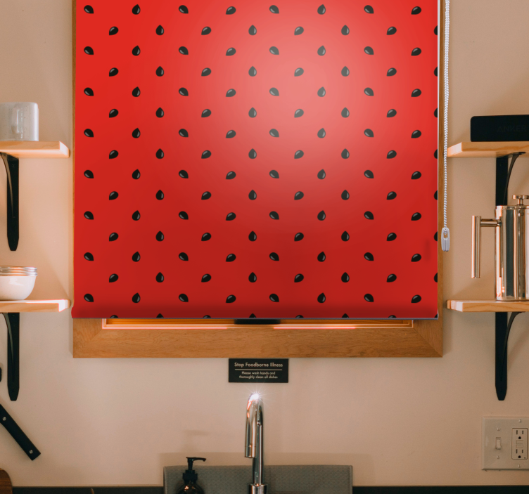 Red Strawberry Pattern fruit and vegetable roller blind - TenStickers