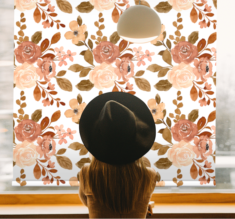 Romantic beige pattern flower roller blind - TenStickers