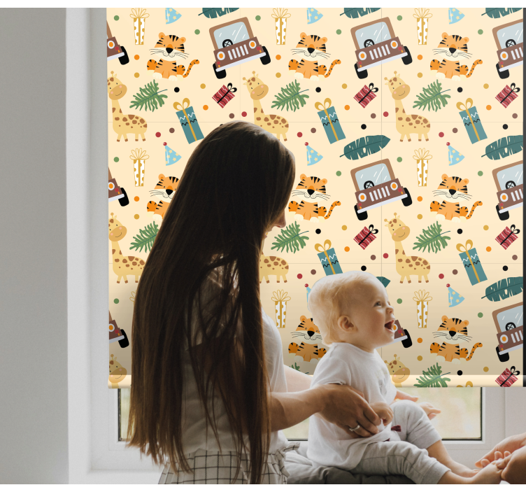 Safari-themed adventures children room roller blind - TenStickers
