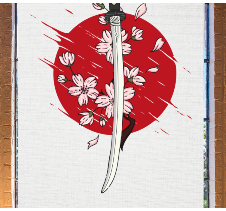 Samurai sword blossoms art roller blind - TenStickers