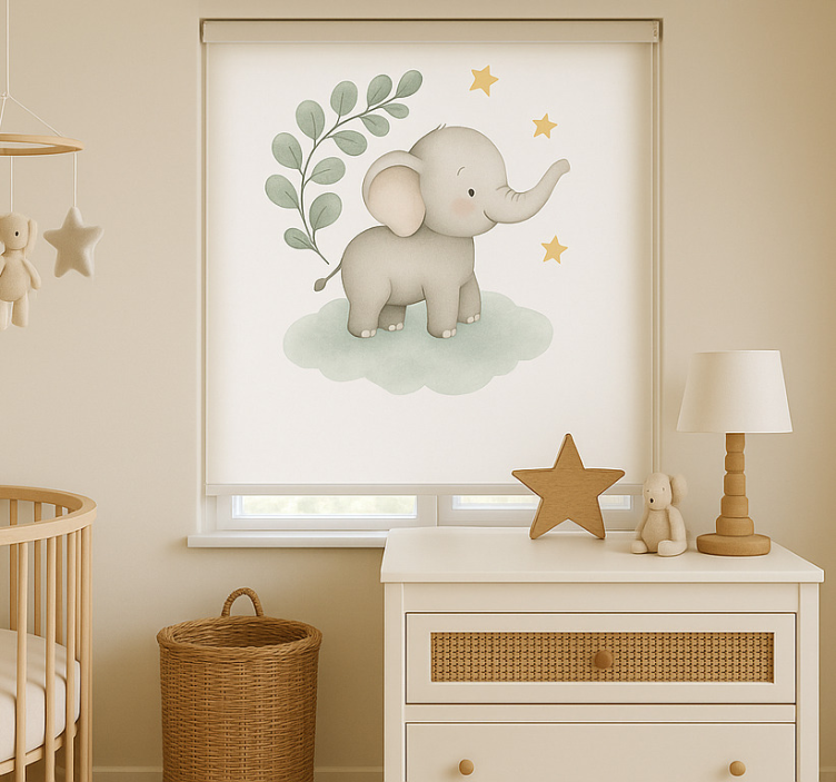 Scandinavian roller blind customisable cloud elephant - TenStickers
