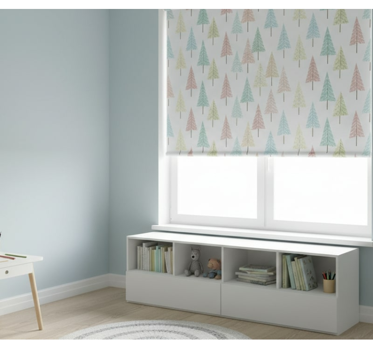 Scandinavian roller blind pastel nordic trees - TenStickers