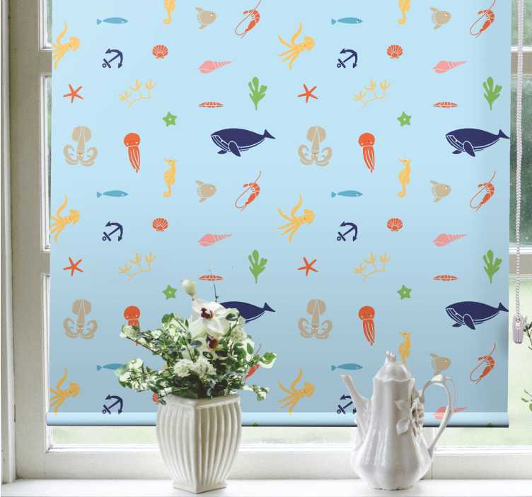 Sea animals on light  Living room blind - TenStickers