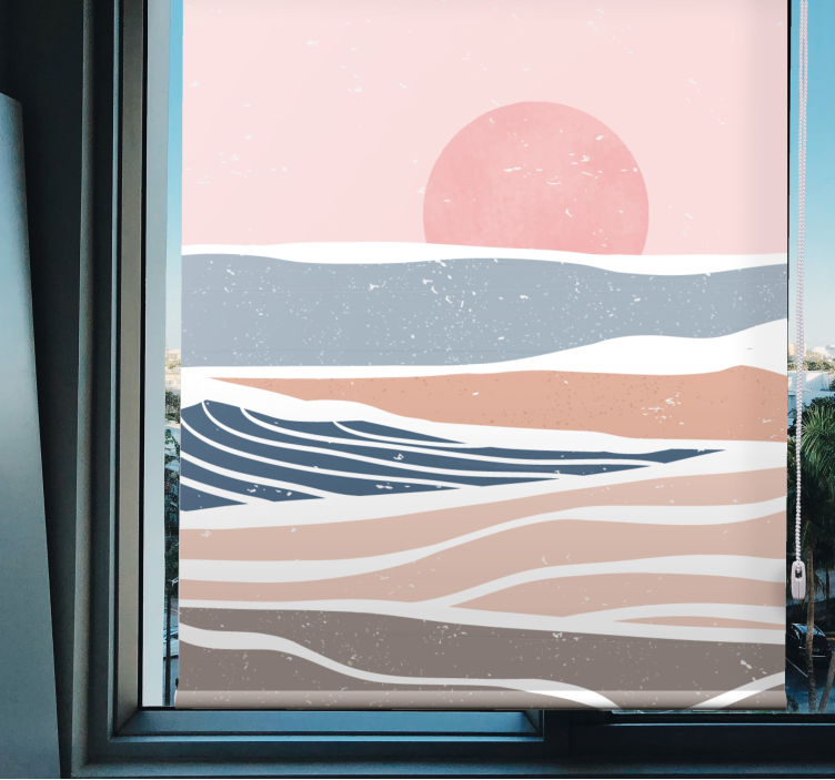 Serene Sunset Waves retro roller blind - TenStickers