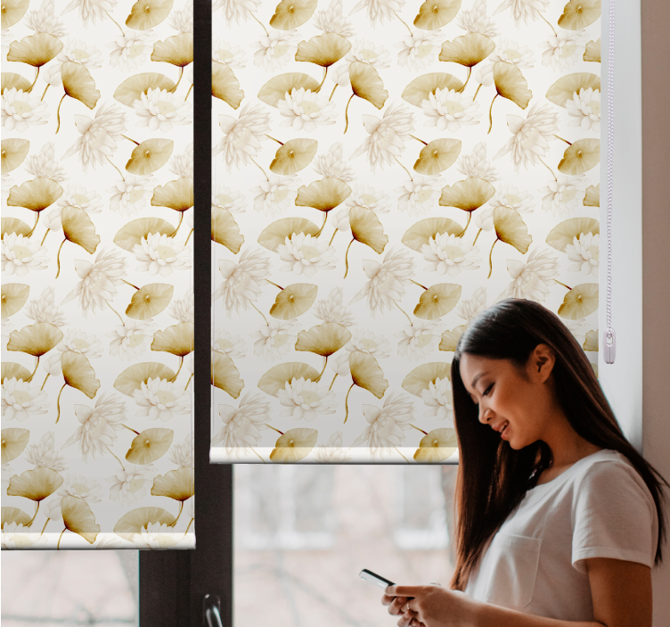 Serene water lilies flowers and plants roller blind - TenStickers