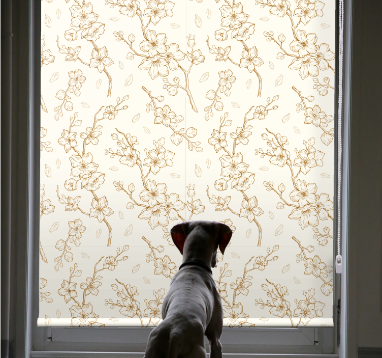 Simple beige blossom pattern flowers and plants roller blind - TenStickers