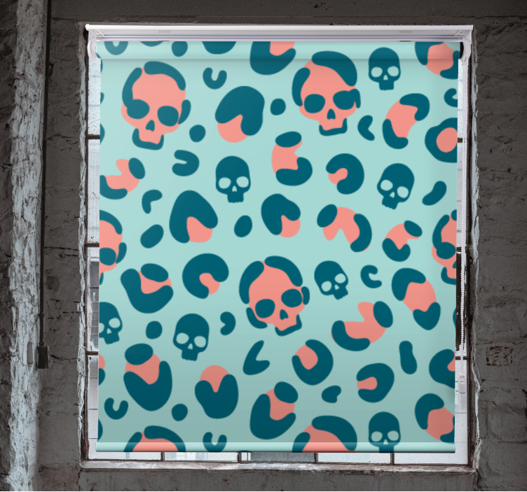 Skulls on leopard print fun roller blind - TenStickers