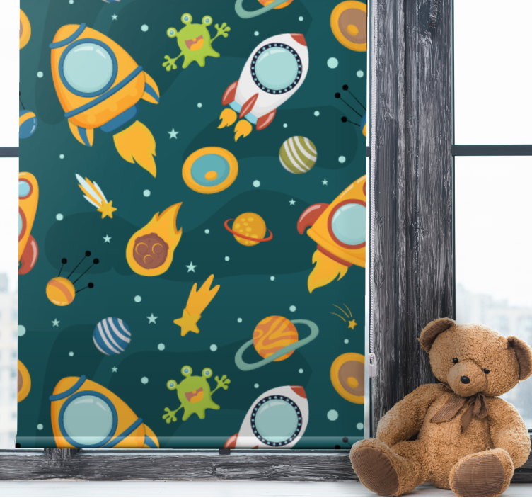 Space adventure theme children room roller blind - TenStickers