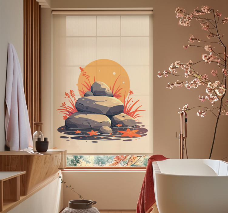 Stones on water bathroom roller blind - TenStickers