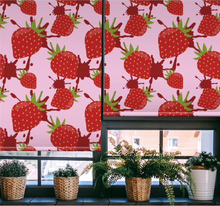 Strawberry Splash Pattern fruit and vegetable roller blind - TenStickers