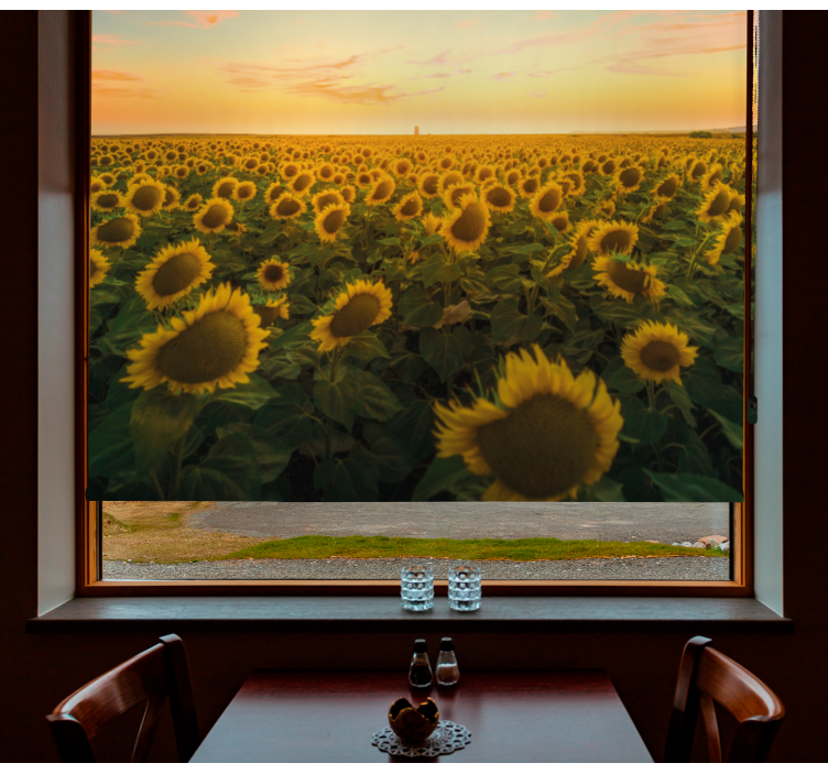 Sunflower Field Sunrise flowers and plants roller blind - TenStickers