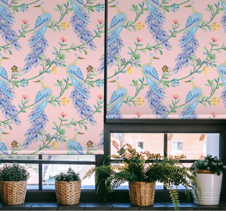 Tropical Bird Design flowers and plants roller blind - TenStickers