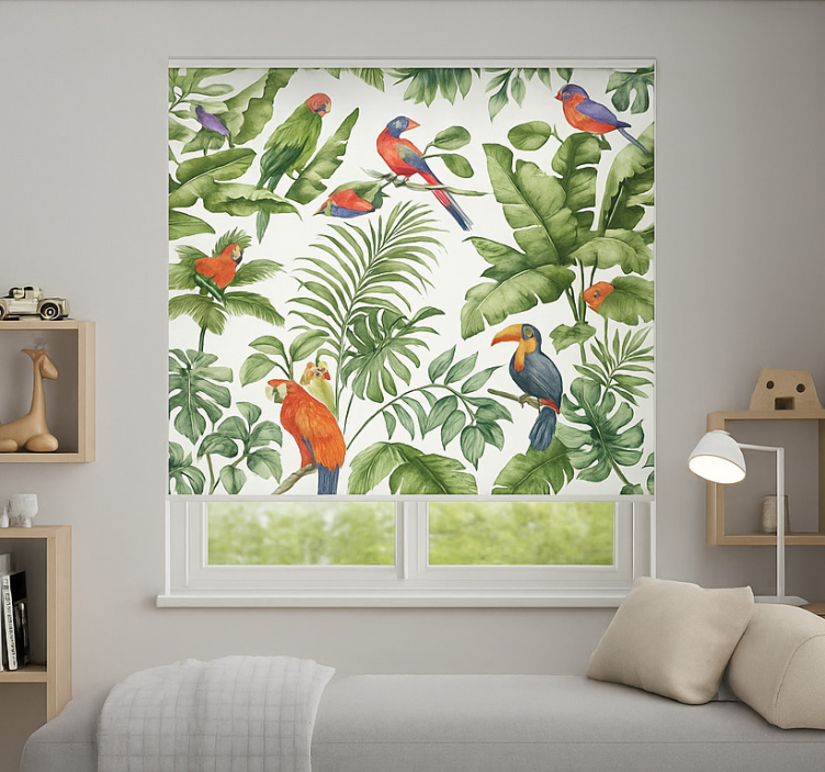 Tropical bird print living room roller blind - TenStickers