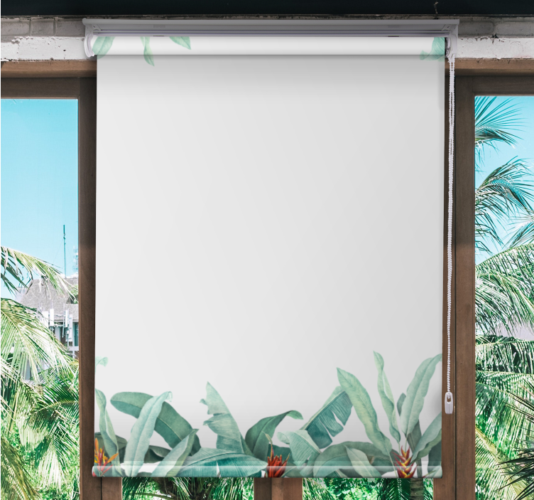 Tropical Leaf Border flowers and plants roller blind - TenStickers