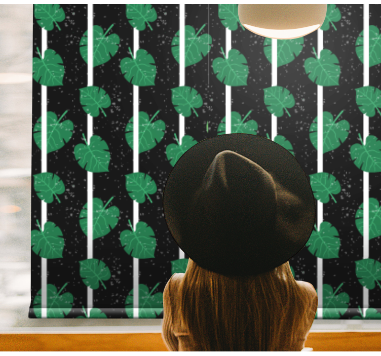 Tropical leaves on black Master bedroom blind - TenStickers