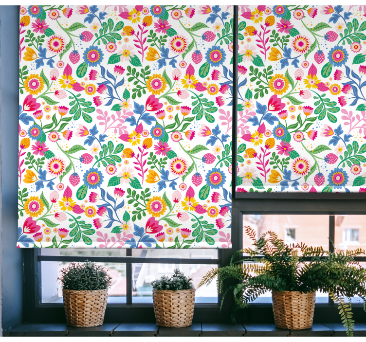 Vibrant Botanical Motif flowers and plants roller blind - TenStickers