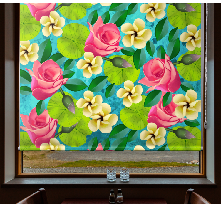 Vibrant blooms flowers and plants roller blind - TenStickers