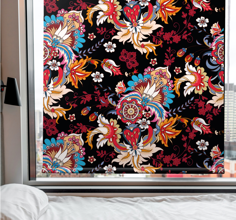 Vibrant Floral Motif flower roller blind - TenStickers