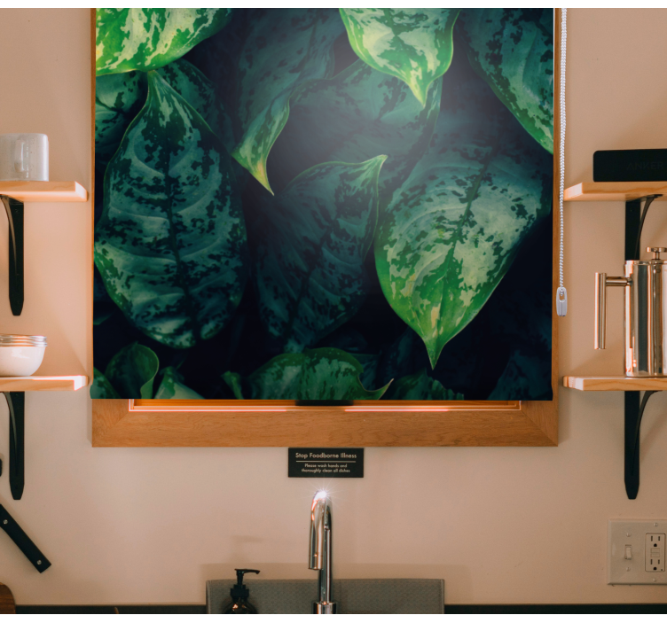 Vibrant green leaves flowers and plants roller blind - TenStickers