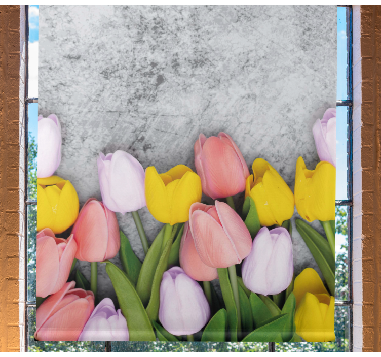Vibrant Tulip Bloom flowers and plants roller blind - TenStickers