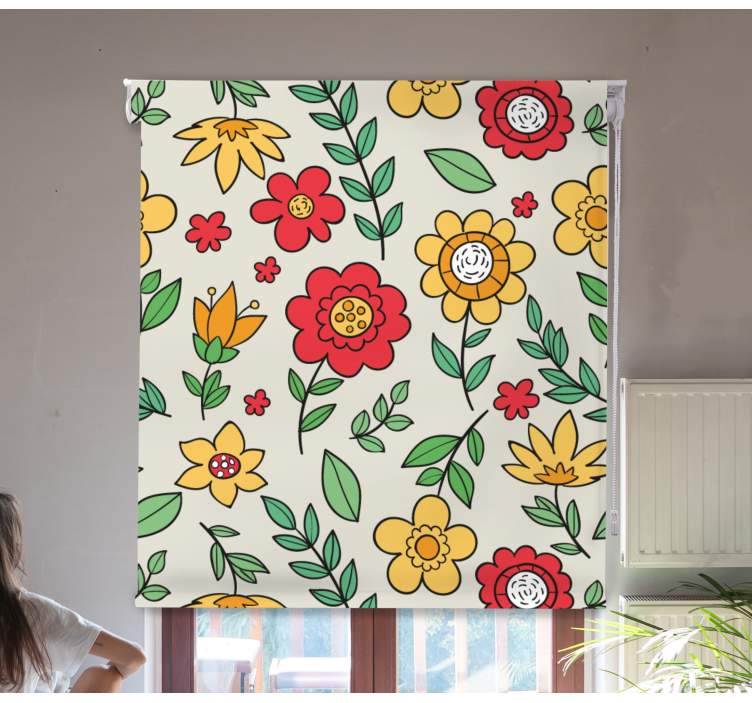 Vivid colourful pattern flower roller blind - TenStickers
