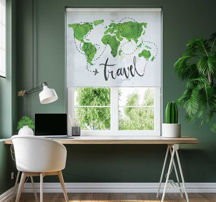 watercolor travel World map blind - TenStickers