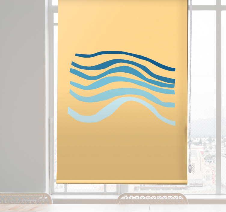 Wavy blue lines art roller blind - TenStickers