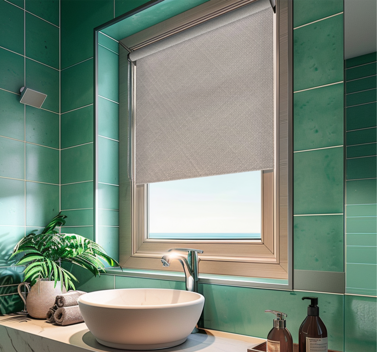 White linen imitation bathroom roller blind - TenStickers