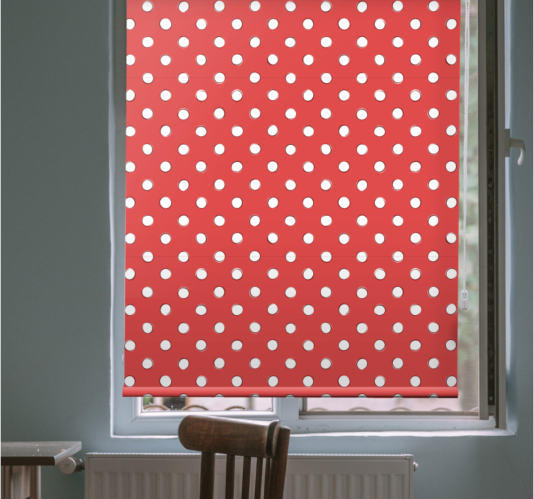 White retro polka dots red background Blind - TenStickers