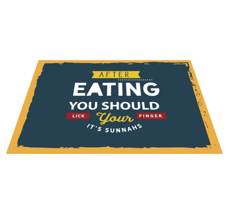 Placemat with quote eating finger lick delight - TenStickers