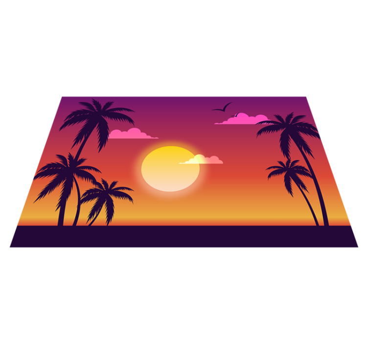 Modern placemats tropical sunset scene - TenStickers
